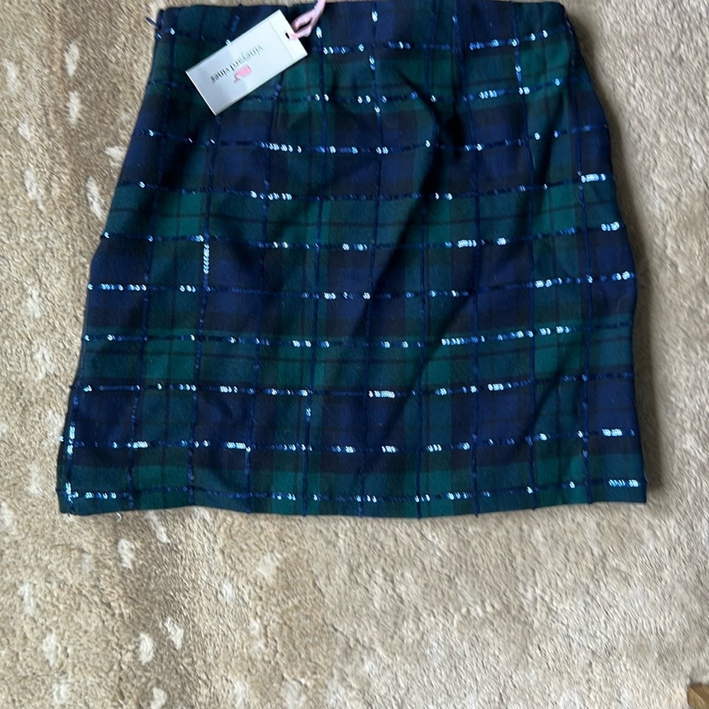 Vineyard Vines Sequin Pencil Mini Skirt Green and Blue